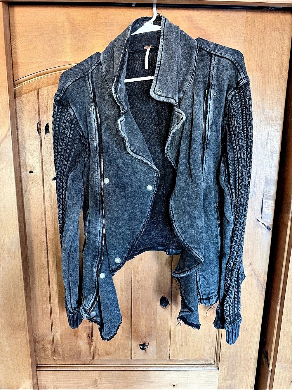 Free People Rebel Knit Moto Jacket Black